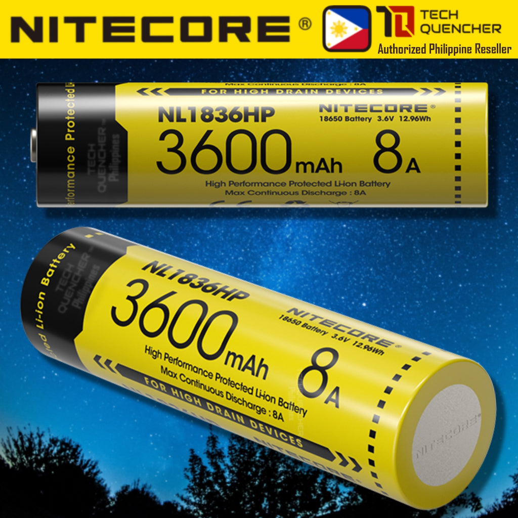 Nitecore NL1836HP Battery - 3600mAh 8A 18650 High Performance Protected Li-ion Rechargeable Battery