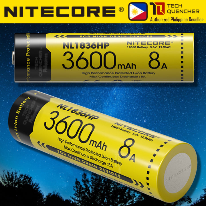 Nitecore NL1836HP Battery - 3600mAh 8A 18650 High Performance Protected Li-ion Rechargeable Battery