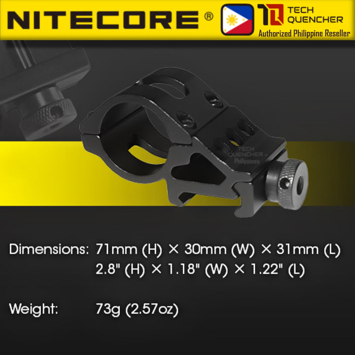 Nitecore GM06 Flashlight Holder - Rail Mount System - Supports 1 inch ( 25.4mm ) Diameter Flashlight