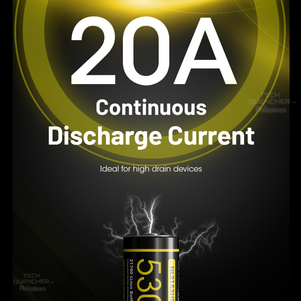 Nitecore NL2153HPi 5300mAh Battery - 20A - 21700 i Series High Drain - High Capacity Battery