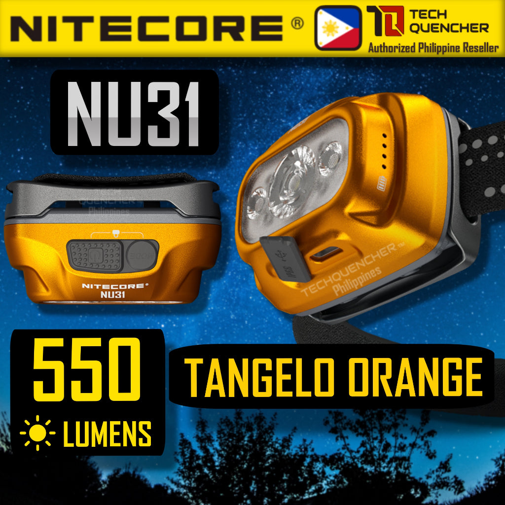 Nitecore NU31 Headlamp 550 Lumens - 95.5g -Triple Output - USB-C 1800mah Rechargeable Battery - IP66