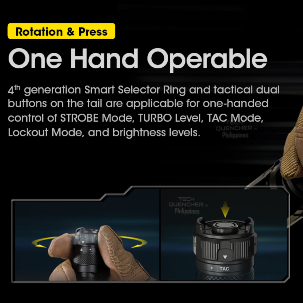 Nitecore SRT7i Tactical Flashlight - 580 Meter - 3000 Lumens - Smart Ring Selector - USB-C  - IP68