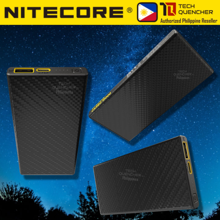Nitecore Carbo 10000 - Unibody Carbon Fiber Powerbank 10000mAh - QC PD Charging -20watts -157 grams