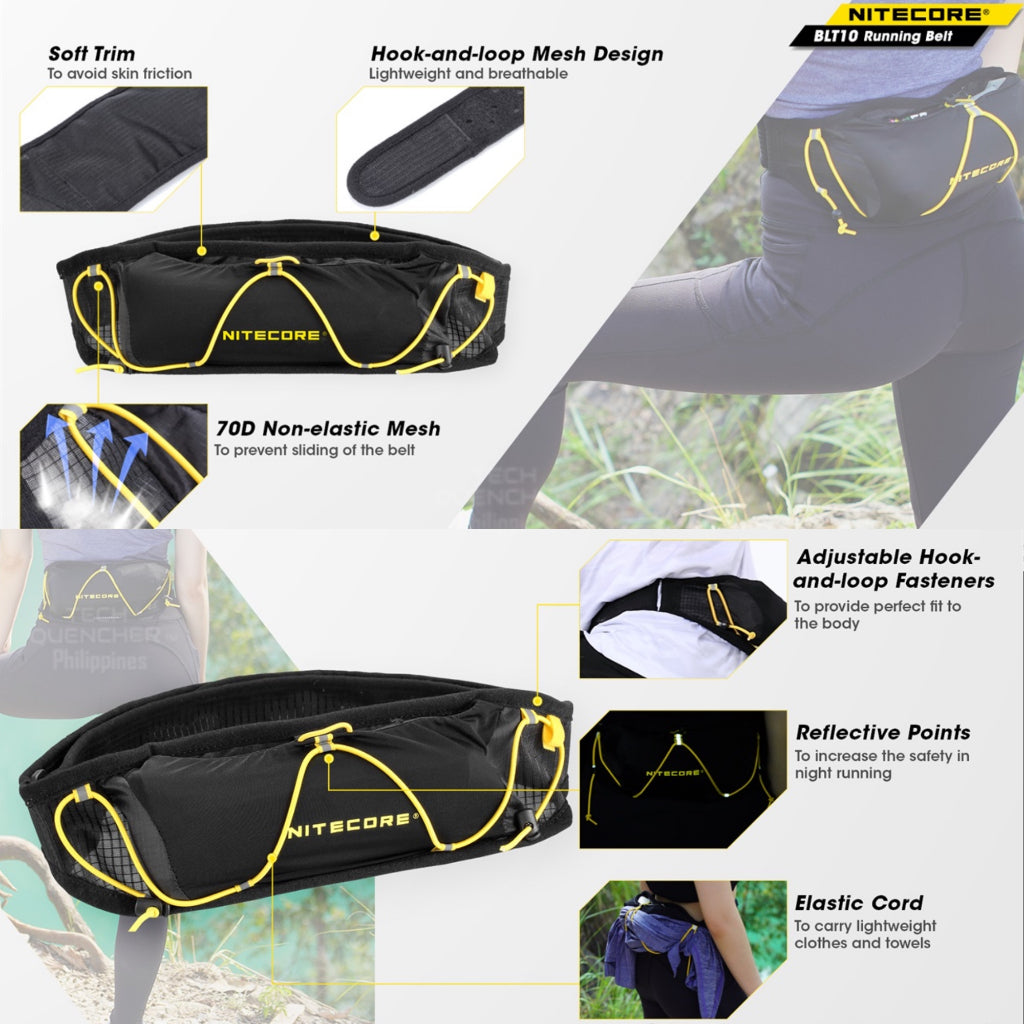 Nitecore BLT10 Running Belt - Lightweight - Breathable - Anti Slider - Belt Bag - Fanny Pack