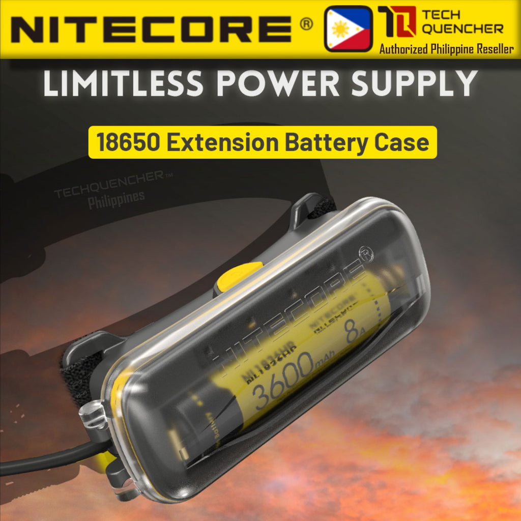 Nitecore 18650 Extension Battery Case for Headlamps - Strap Mounted - Rear Signal Light - USB-C  65g