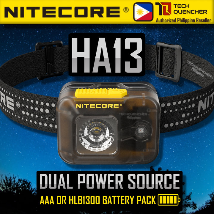 Nitecore HA13 Headlamp 350 Lumens -Dual Power AAA or HLB1300 - Floodlight + Redlight - IPX6 -100g
