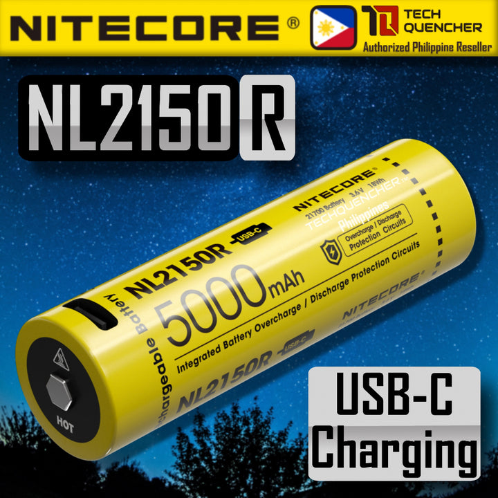 Nitecore NL2150R Battery - 5000mAh - 8A - 21700 - USB-C Rechargeable - with Charging Indicator Light