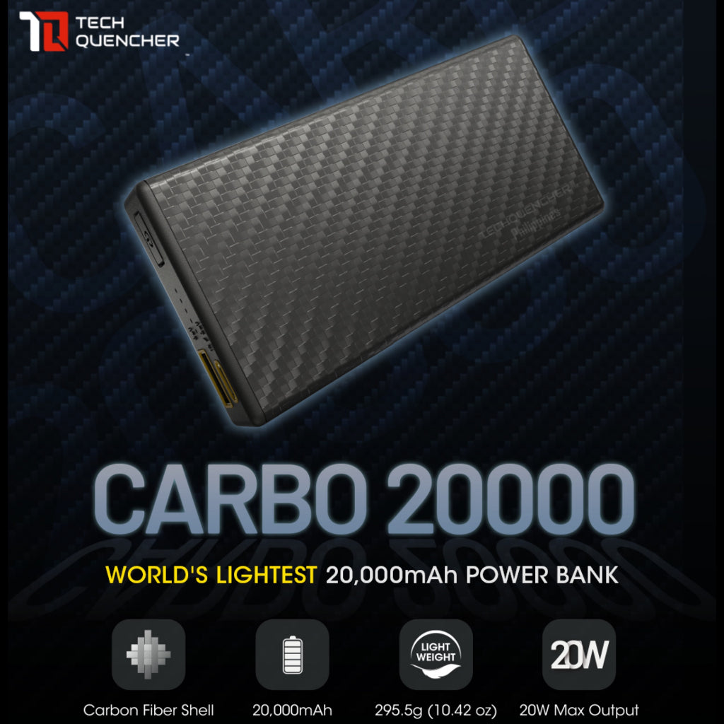 Nitecore Carbo 20000 - Unibody Carbon Fiber Powerbank 20000mAh - QC PD Charging -20watts -295 grams