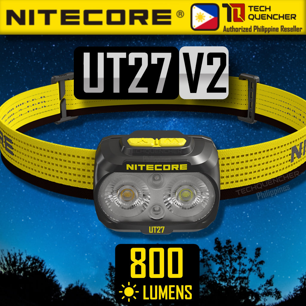 Nitecore UT27 800L V2 Headlamp 800 Lumens - USB-C Charging - Dual Power - Spotlight + Floodlight