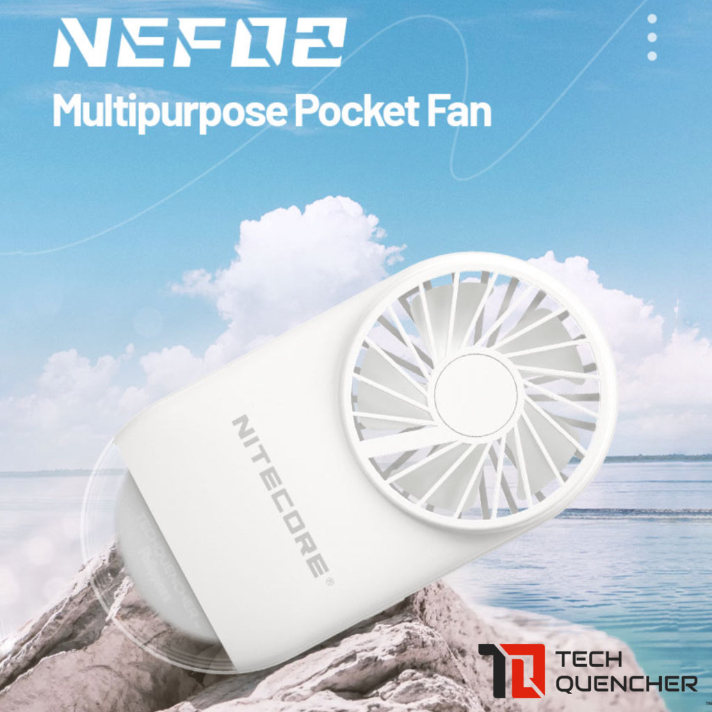 Nitecore NEF02 Multipurpose Pocket Fan - LED Light - 1200mAh USB-C Rechargeable Battery - 97 grams