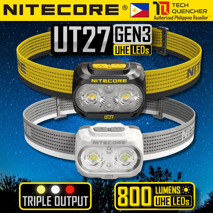 Nitecore UT27 GEN3 Headlamp 800 Lumens - USB-C - Dual Power - Triple Light Source - 3000K + 6000K