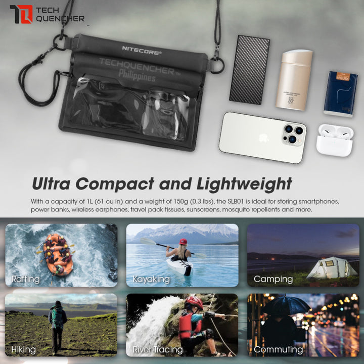 Nitecore SLB01 Outdoor Sling Bag - 1L - Triple Seal Waterproof - Clear Window - Water Resist Zipper