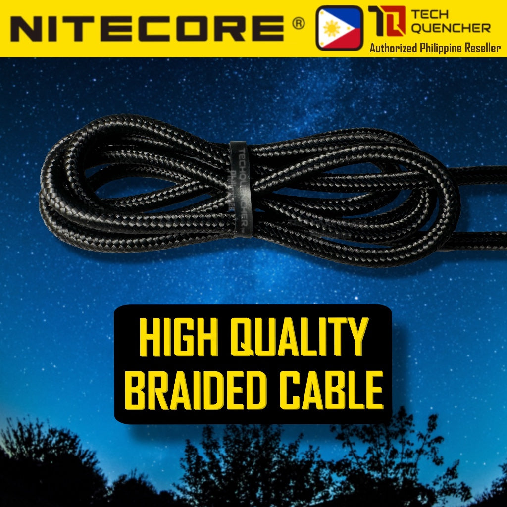Nitecore USB-C to USB-C Charging Cable - USB C - Braided Nylon Cable - 60W - PD - QC Charging - 1m