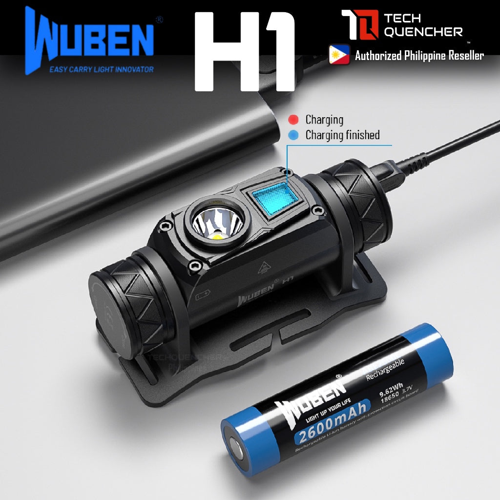 Wuben H1 Headlamp - 1200 Lumens - 125 meters - USB-C Rechargeable -18650 -2600mAh Battery -IP68