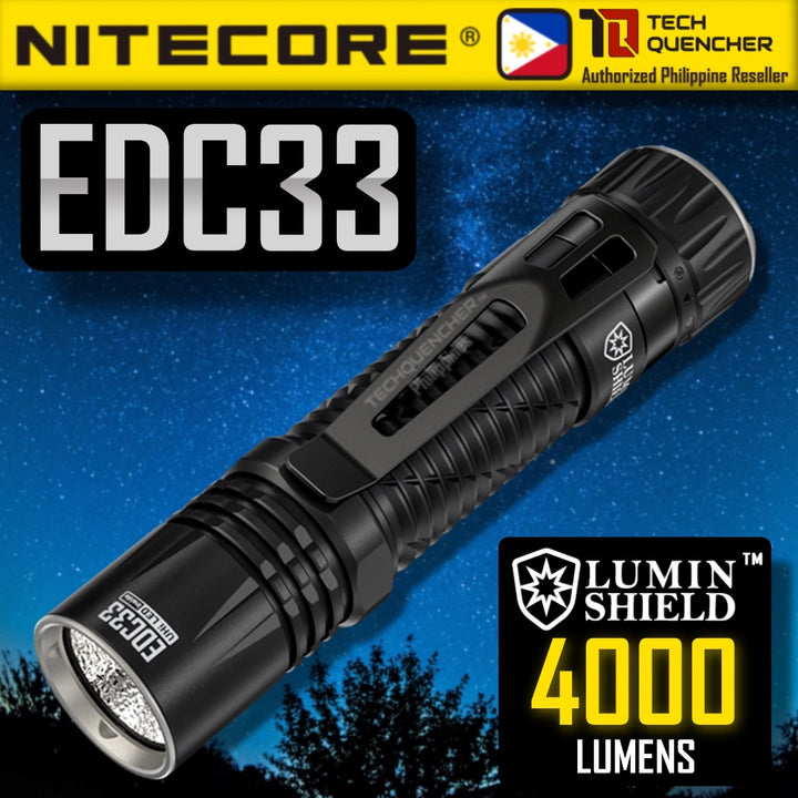 Nitecore EDC33 Flashlight with Lumin Shield - 4000 Lumens  - USB-C Rechargeable - 450m beam  - IP68