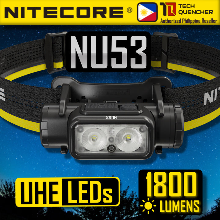 Nitecore NU53 Headlamp 1800 Lumens - 8 Core UHE LED - 16W USB-C Fast Charging 6000mah Battery - IP68