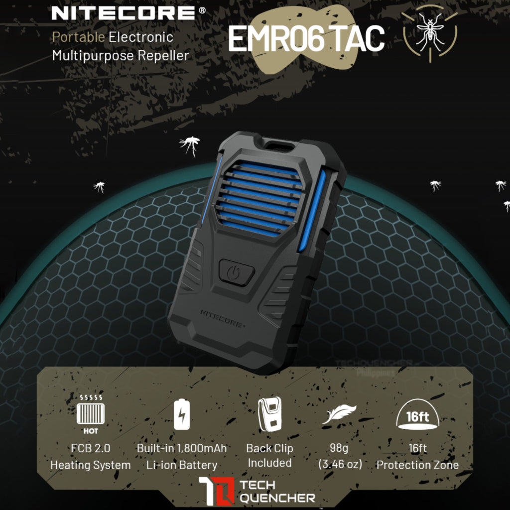 Nitecore EMR06 TAC - Portable Electronic Multipurpose Repeller - 1800mAh Battery- USB-C Input - 98g