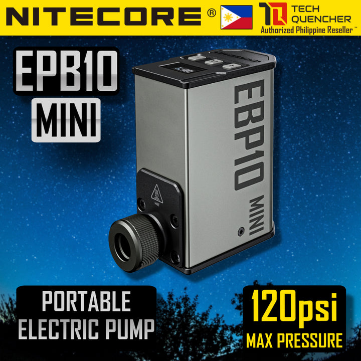 Nitecore EPB10 Air Pump Mini - Tire Gauge - Electric Bike Pump - 120PSI - OLED Screen - USB-C Input