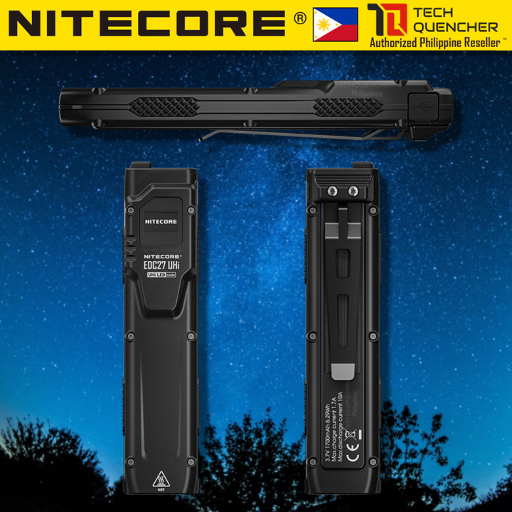 Nitecore EDC27 UHI Flashlight - 3100 Lumens - OLED Screen - USB-C Rechargeable 1700mAh Battery -IP54