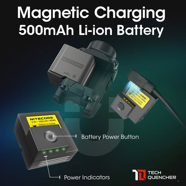 Nitecore PLB500 Battery with Charging Cable for NPL25 Flashlight - 500 mAh - USB-C Rechargeable