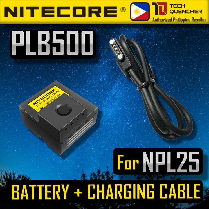 Nitecore PLB500 Battery with Charging Cable for NPL25 Flashlight - 500 mAh - USB-C Rechargeable