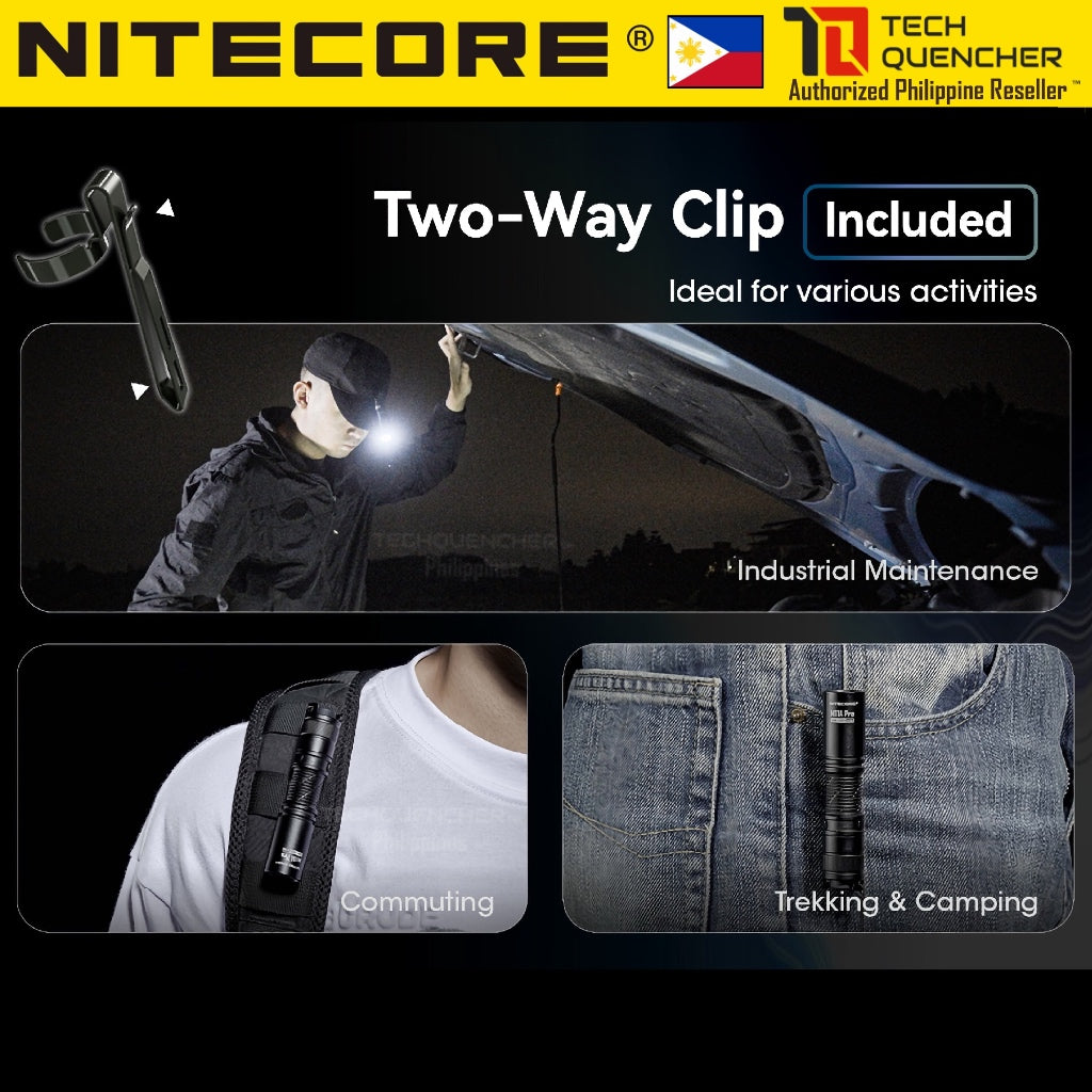 Nitecore MT1A Pro Flashlight - 800 Lumens - 1x AA Battery - 250m - USB-C Rechargeable Battery- IP68