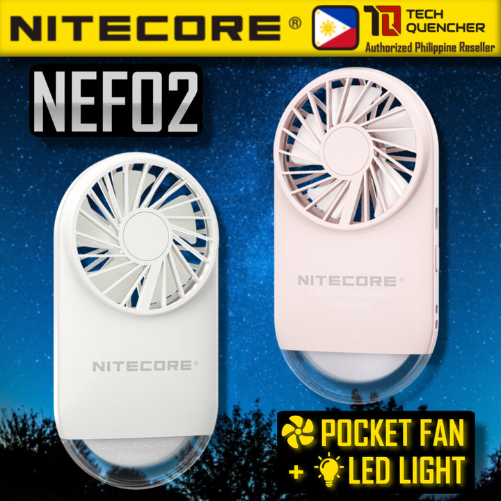 Nitecore NEF02 Multipurpose Pocket Fan - LED Light - 1200mAh USB-C Rechargeable Battery - 97 grams