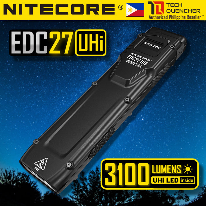 Nitecore EDC27 UHI Flashlight - 3100 Lumens - OLED Screen - USB-C Rechargeable 1700mAh Battery -IP54