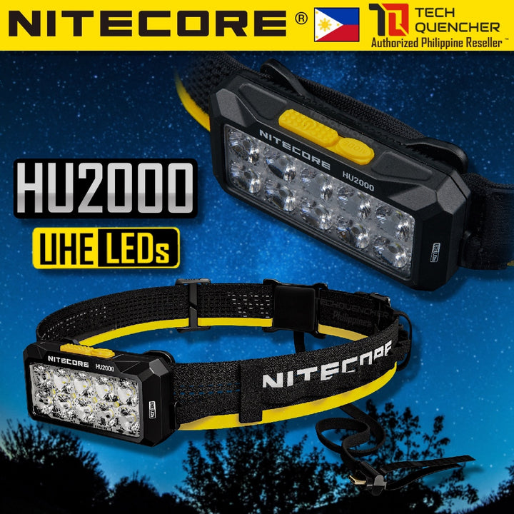 Nitecore HU2000 Headlamp - 2000 Lumens - 114 grams - Flexible External Power Supply Options - IP68