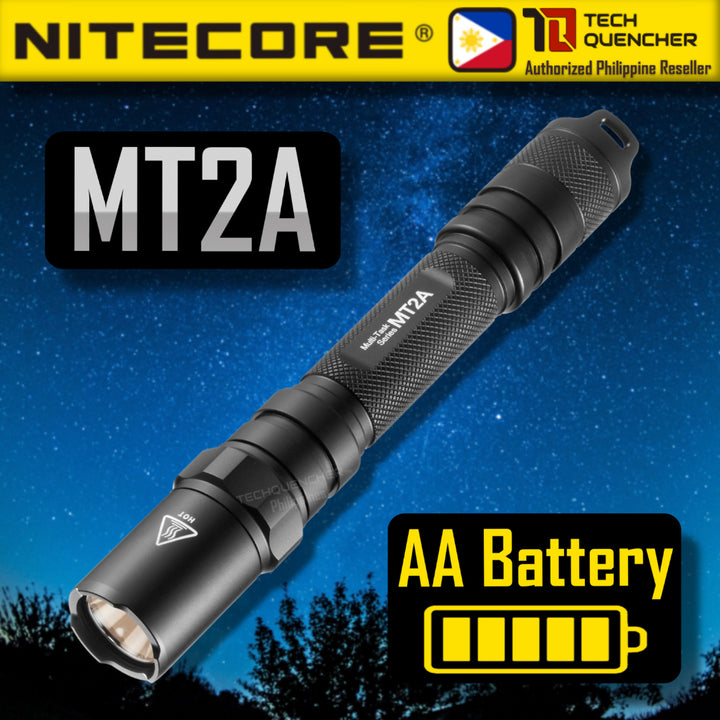 Nitecore MT2A Flashlight - 345 Lumens - 2x AA Battery - Turbo Mode - 67 grams - 50h runtime - IPX8