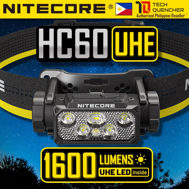 Nitecore HC60 UHE Headlamp 1600 Lumens - USB-C Rechargeable - 4000mAh Battery - 157 meter - IP68