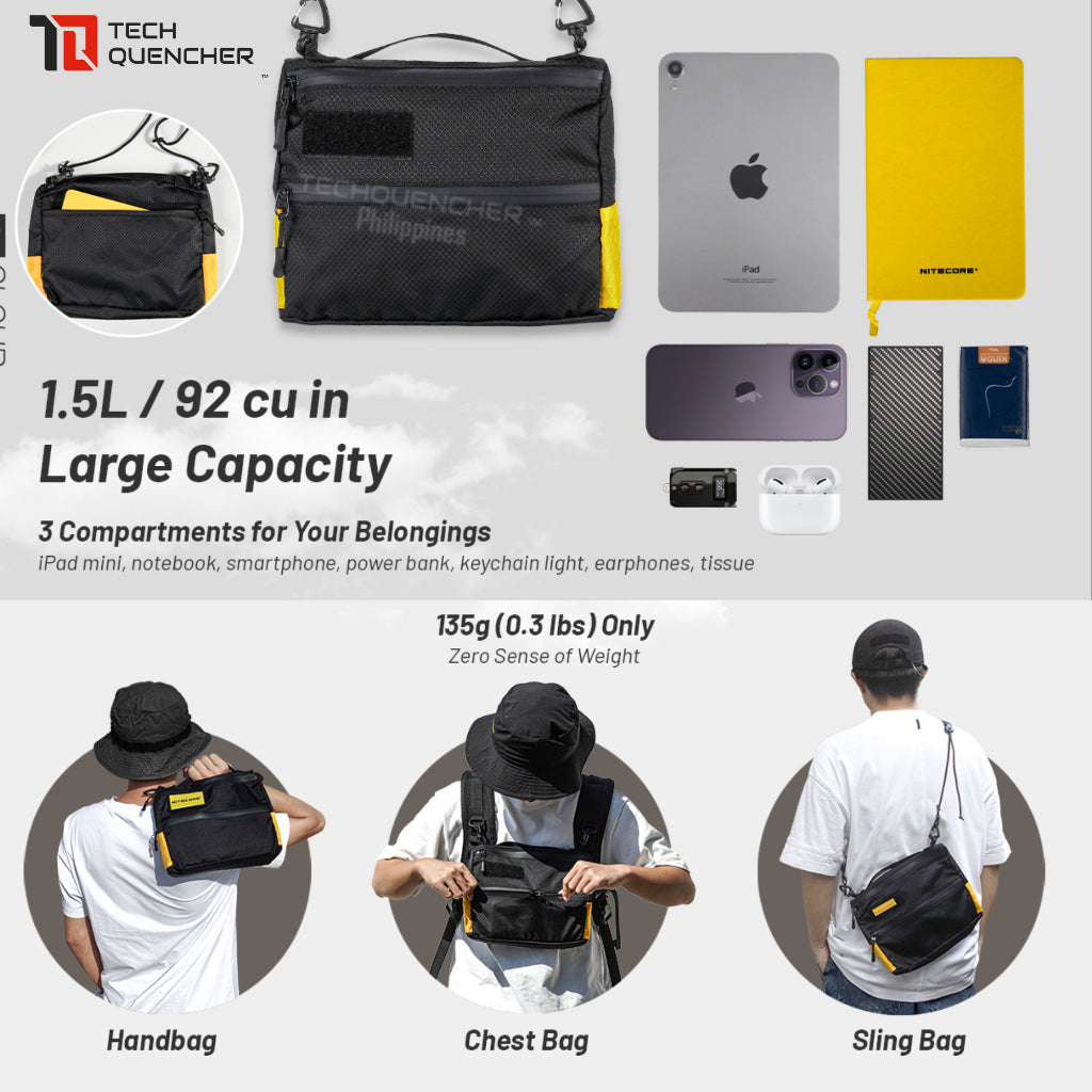 Nitecore SLB04 Sling Bag - 1.5 Liter - 400D Premium Nylon Fabric -Water Resistant Zipper- Ipad Mini