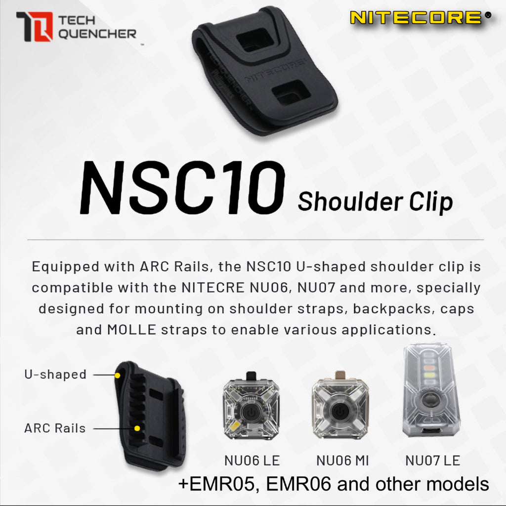 Nitecore NSC10 Clip Adapter for NU06 NU07 EMR05 EMR06 and more