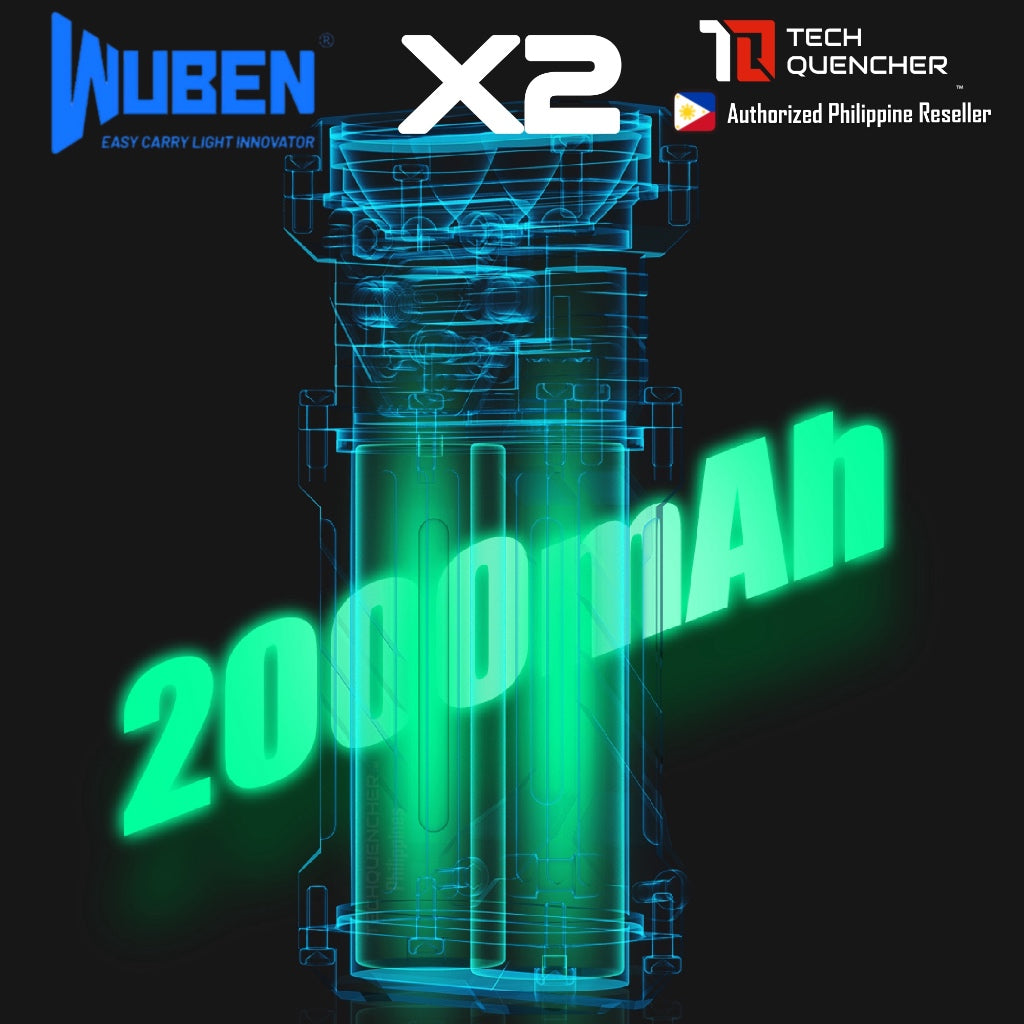 Wuben X2 Flashlight - 2500 Lumens -146 meters - USB-C Charging 2000 mAh Li-Ion Battery - IP68