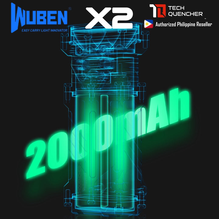 Wuben X2 Flashlight - 1800 Lumens -146 meters - USB-C Charging 2000 mAh Li-Ion Battery - IP68