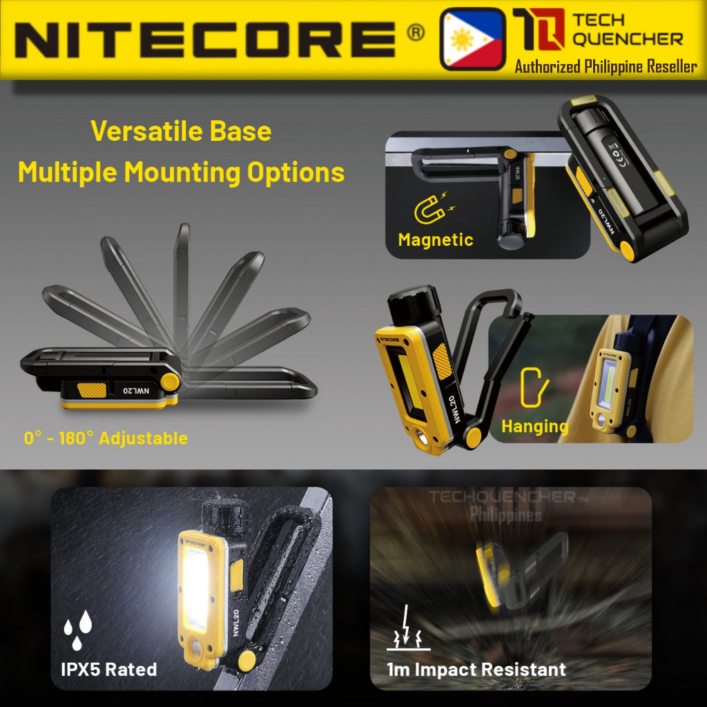 Nitecore NWL20 Multifunction Work Light - 600 Lumens - Floodlight - Spotlight - Replaceable Battery