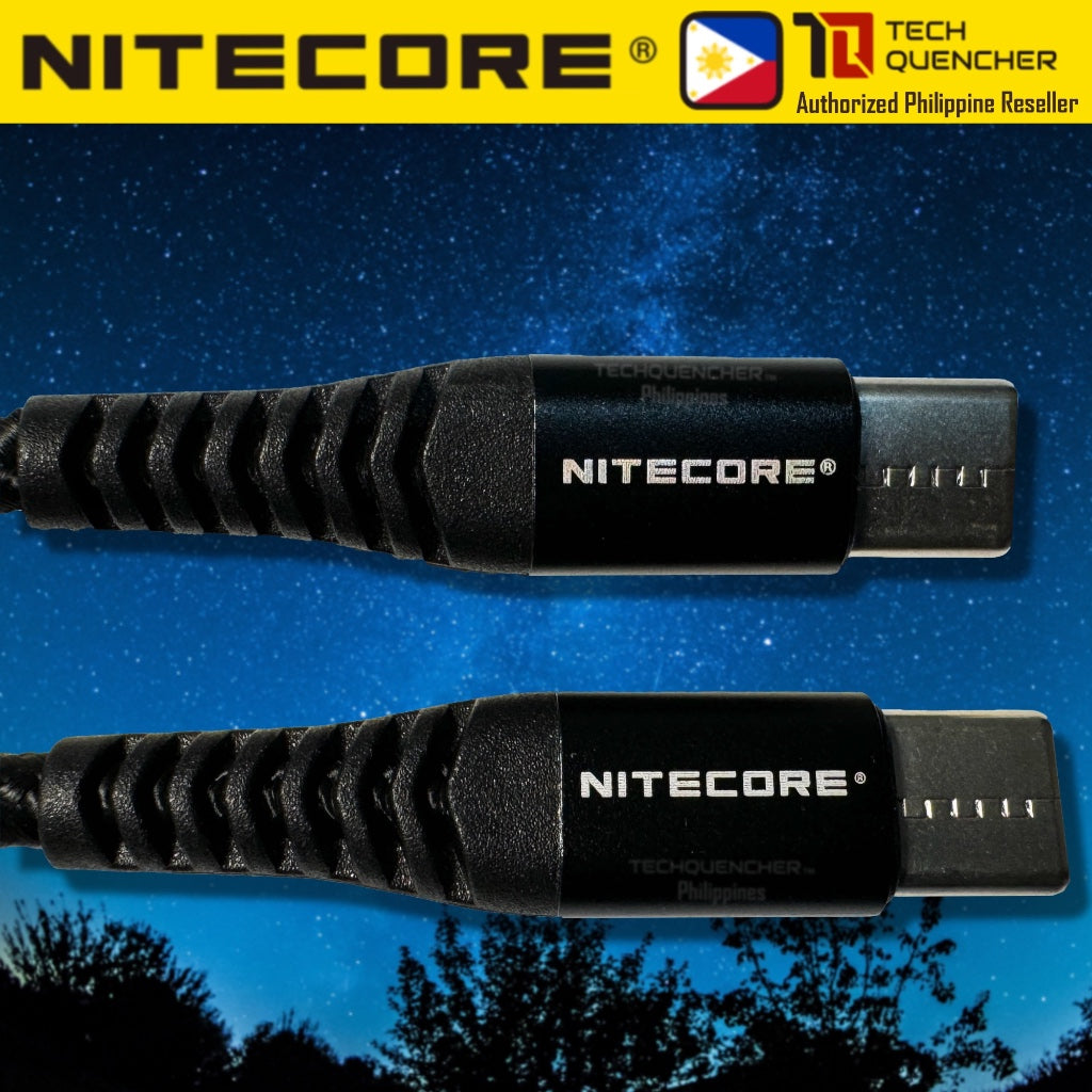 Nitecore USB-C to USB-C Charging Cable - USB C - Braided Nylon Cable - 60W - PD - QC Charging - 1m