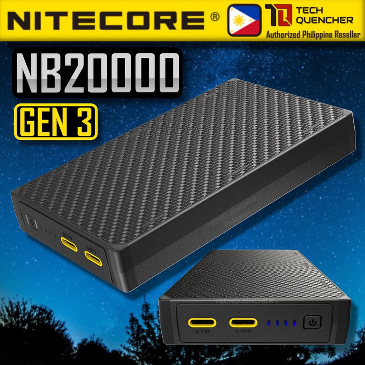 Nitecore NB20000 GEN3 - 20000mAh Powerbank - Ultra Slim EDC - Carbon Fiber - 22.5w - PD QC 3.0