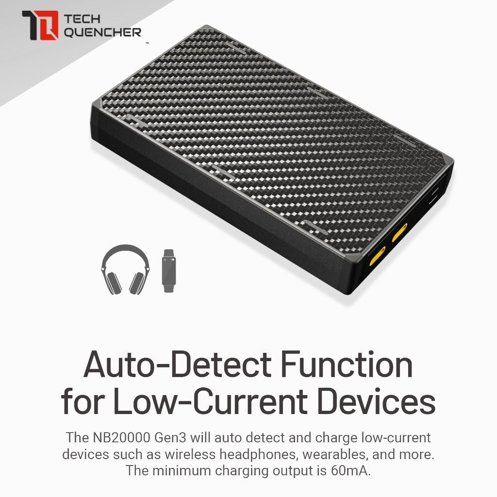 Nitecore NB20000 GEN3 - 20000mAh Powerbank - Ultra Slim EDC - Carbon Fiber - 22.5w - PD QC 3.0