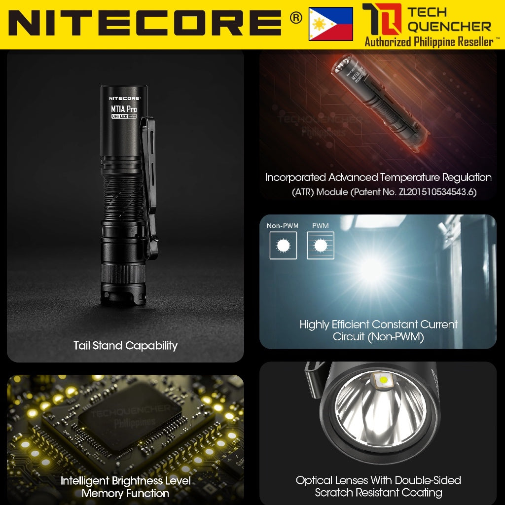 Nitecore MT1A Pro Flashlight - 800 Lumens - 1x AA Battery - 250m - USB-C Rechargeable Battery- IP68