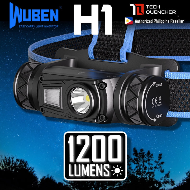 Wuben H1 Headlamp - 1200 Lumens - 125 meters - USB-C Rechargeable -18650 -2600mAh Battery -IP68