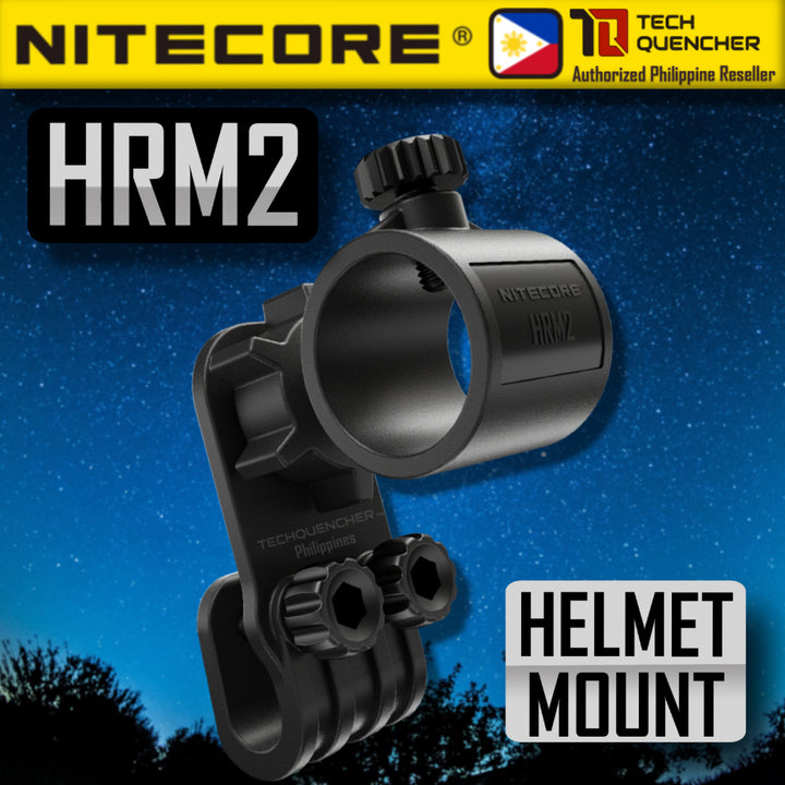 Nitecore HRM2 Flashlight Helmet Mount - 3D Pivoting System - Supports 1 inch ( 25.4mm ) Diameter
