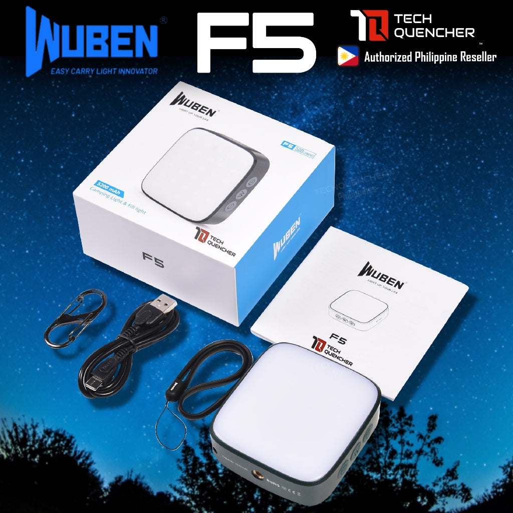 Wuben F5 Camping Light - Power Bank - 3 Color Temperature - USB-C Rechargeable 5200mAh Battery -IP64