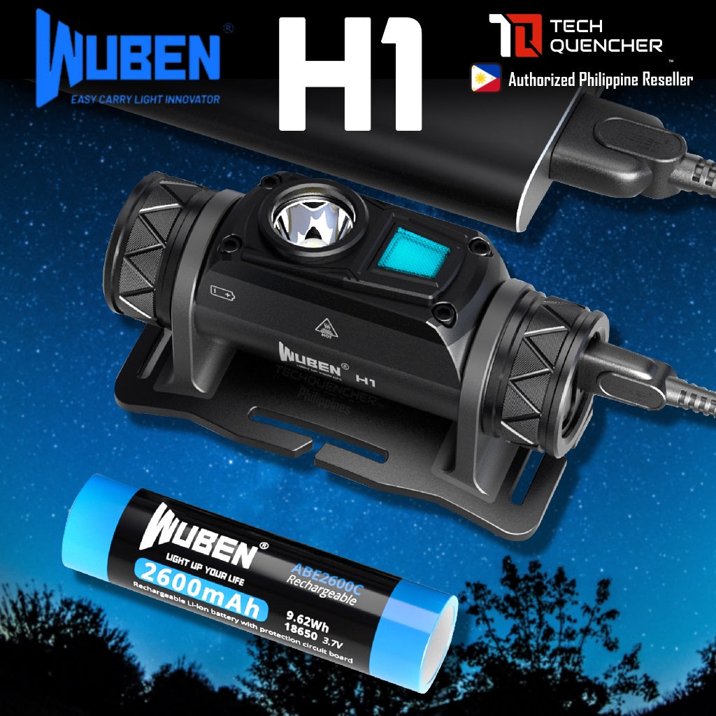 Wuben H1 Headlamp - 1200 Lumens - 125 meters - USB-C Rechargeable -18650 -2600mAh Battery -IP68