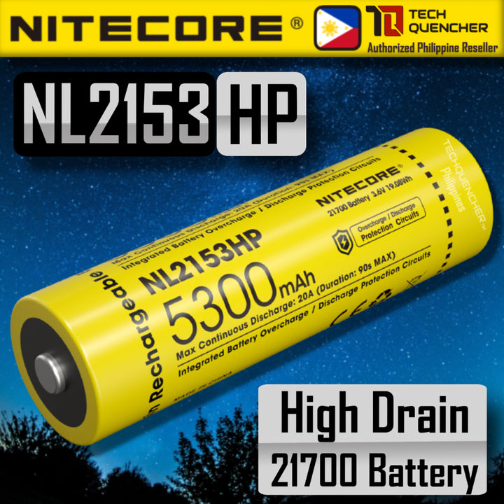 Nitecore NL2153HP 5300mAh Battery - 20A - 21700 High Drain High Capacity Li-ion Rechargeable Battery