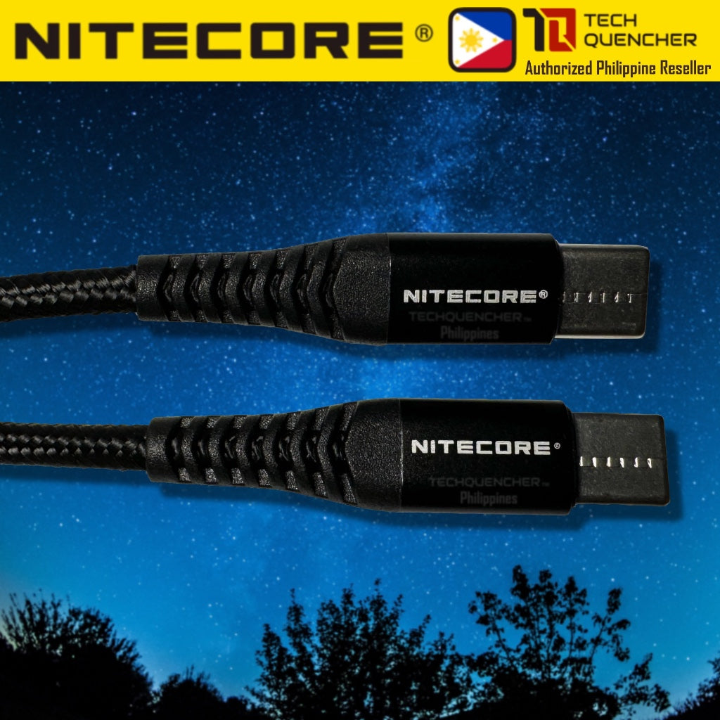 Nitecore USB-C to USB-C Charging Cable - USB C - Braided Nylon Cable - 60W - PD - QC Charging - 1m