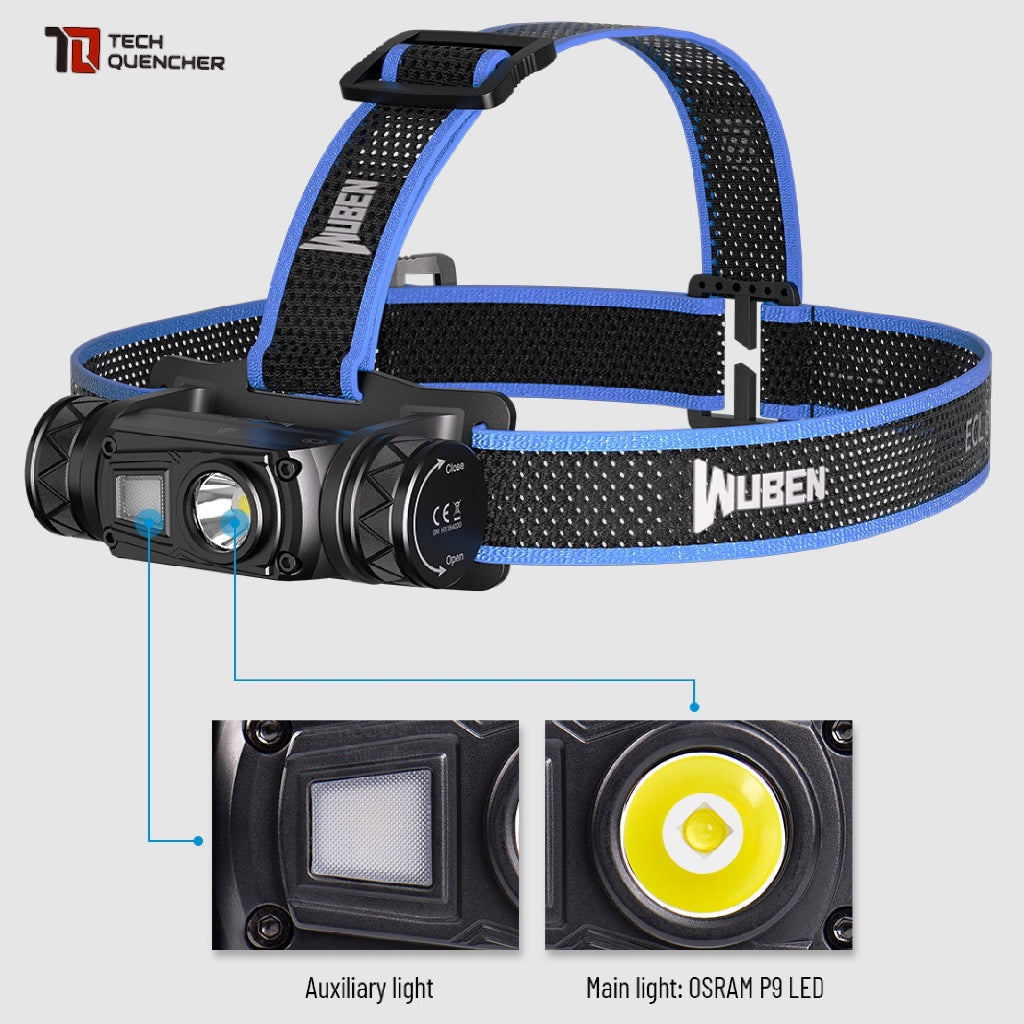 Wuben H1 Headlamp - 1200 Lumens - 125 meters - USB-C Rechargeable -18650 -2600mAh Battery -IP68