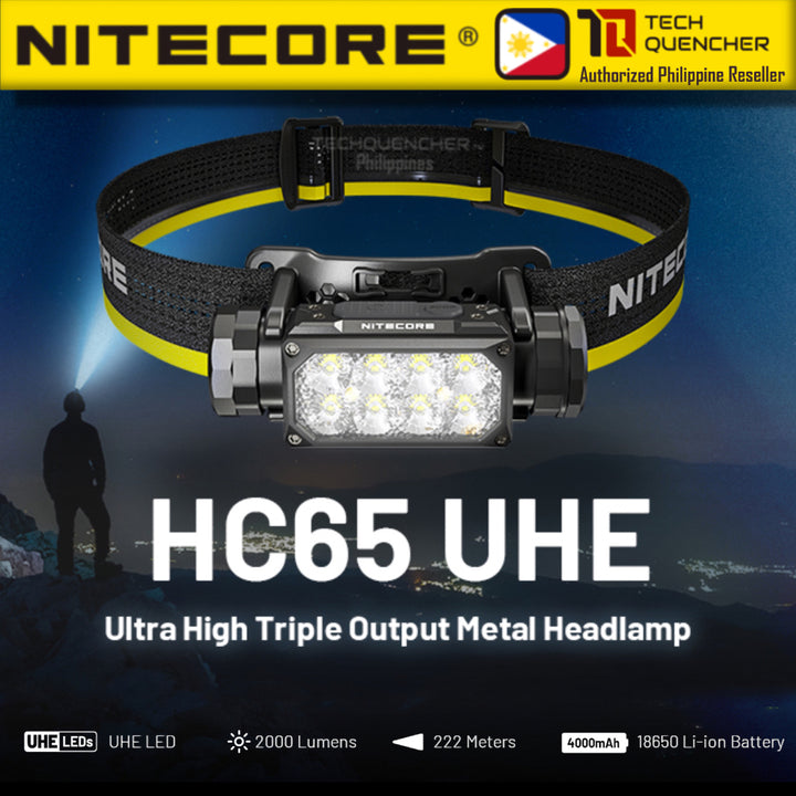 Nitecore HC65 UHE Headlamp 2000 Lumens - USB-C Rechargeable - 4000mAh Battery - 222 meter - IP68