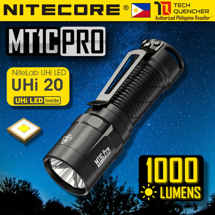 Nitecore MT1C Pro Flashlight - 1000 Lumens - UHi 20 LED - USB-C Rechargeable 18350 Battery  - IP68
