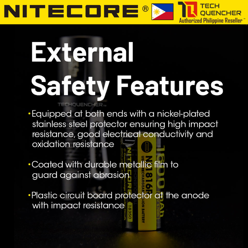 Nitecore NL1816R - 18350 - 1600mAh - USB-C - High Performance Protected Li-ion Rechargeable Battery